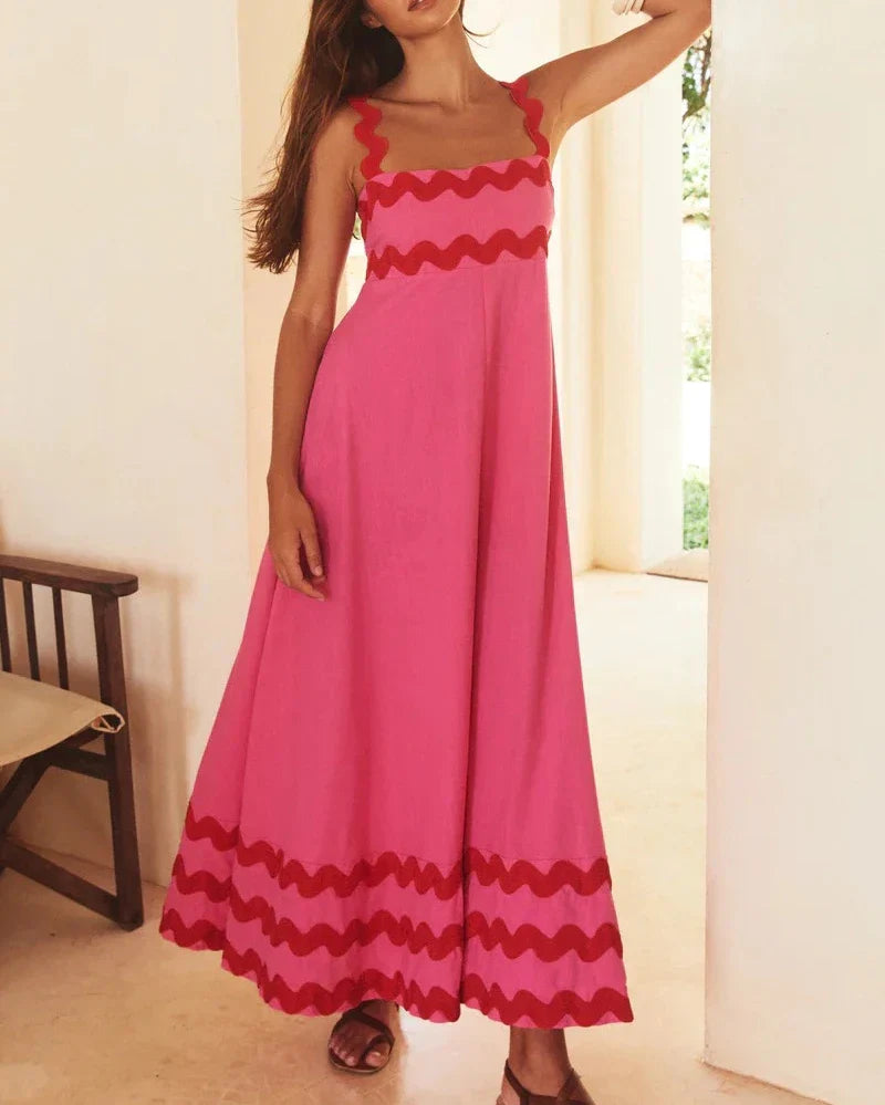 Summer Holiday Elegant Vintage Sling Long Maxi Boho Dress Ivory / S