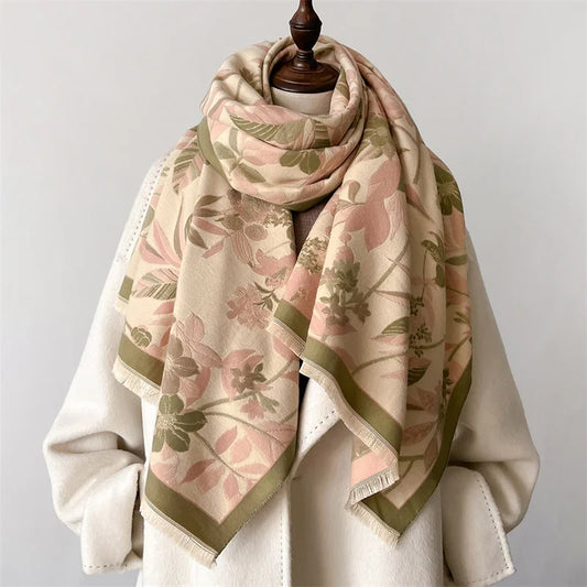 Floral Pashmina Winter Cashmere Scarf