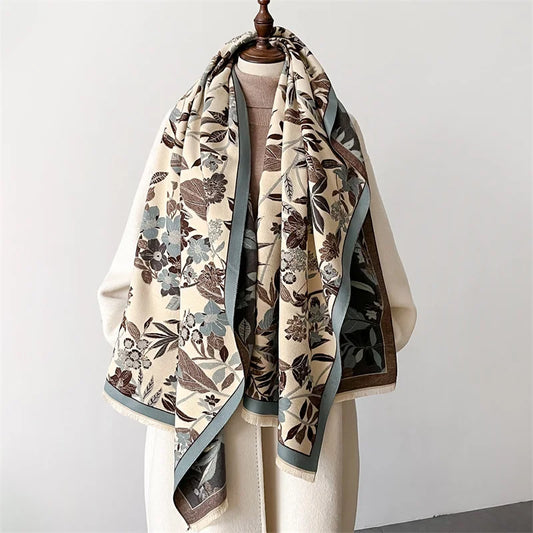 Floral Pashmina Winter Cashmere Scarf