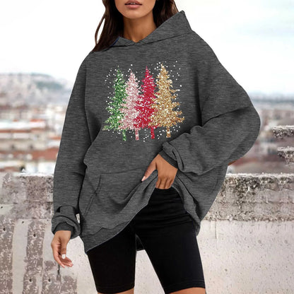 Loose Pullover Four Christmas Tree Crewneck New Autumn Christmas Hoodie