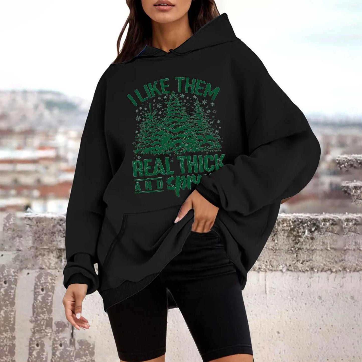 Loose Pullover Four Christmas Tree Crewneck New Autumn Christmas Hoodie