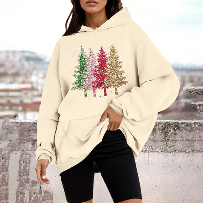 Loose Pullover Four Christmas Tree Crewneck New Autumn Christmas Hoodie