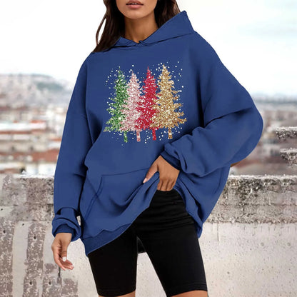 Loose Pullover Four Christmas Tree Crewneck New Autumn Christmas Hoodie