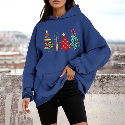 Loose Pullover Four Christmas Tree Crewneck New Autumn Christmas Hoodie