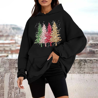 Loose Pullover Four Christmas Tree Crewneck New Autumn Christmas Hoodie