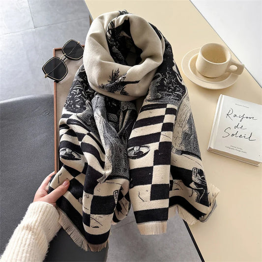 Fashion Print Winter Cashmere Shawl Scarf