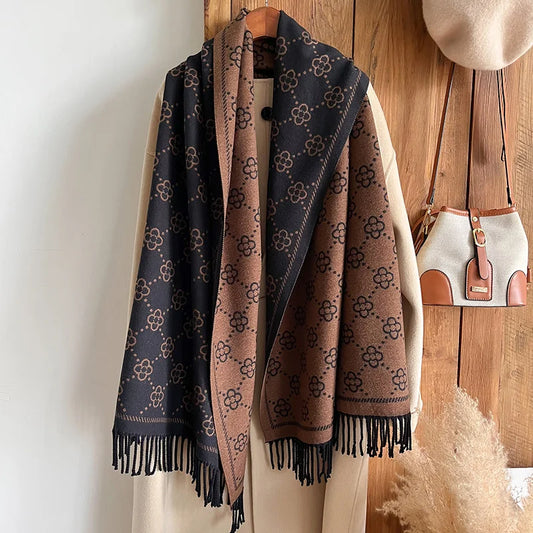 Luxury Floral Cashmere Winter Scarf