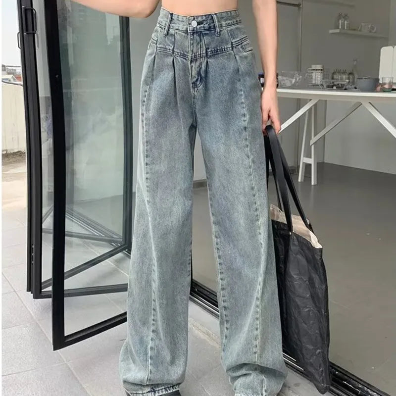 Fashionable Minimalist Lazy Wide Legged Harajuku Trendy Natural Waist Jean