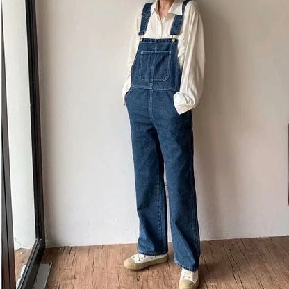 Denim Jumpsuits Blue Vintage Quality Fashion Women Pant Woman High Waist Denim Pants Wide Leg Jean