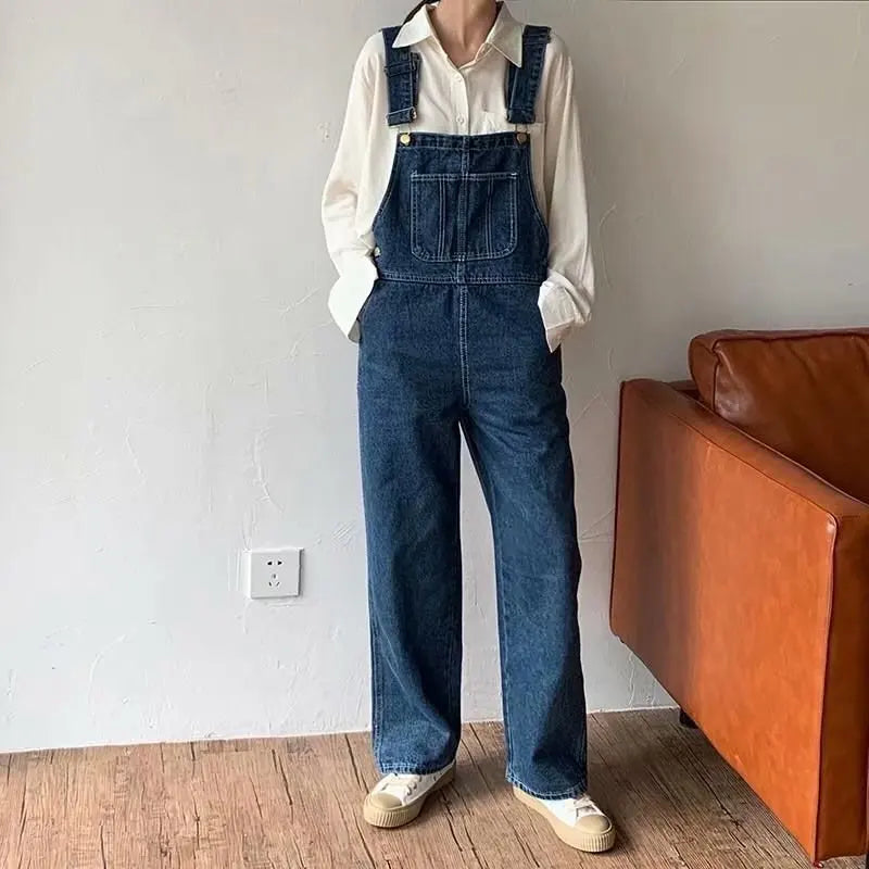 Denim Jumpsuits Blue Vintage Quality Fashion Women Pant Woman High Waist Denim Pants Wide Leg Jean