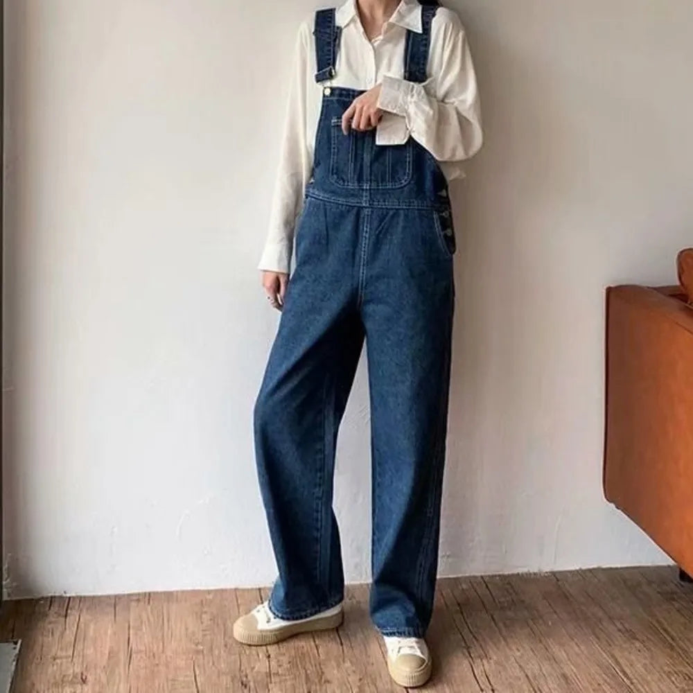 Denim Jumpsuits Blue Vintage Quality Fashion Women Pant Woman High Waist Denim Pants Wide Leg Jean