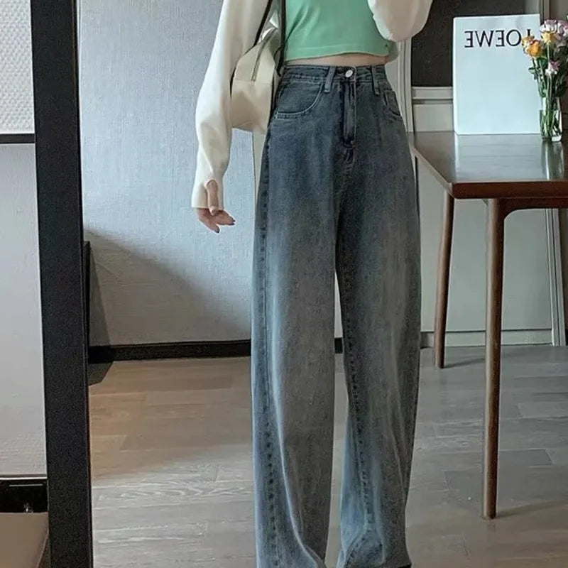 High Quality Vintage Blue Wide-Leg Straight Fashion Jean