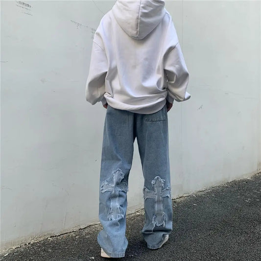 Women Pant Woman High Waist Denim Pants Wide Leg Clothing Blue Vintage Quality Fashion Straight Jean