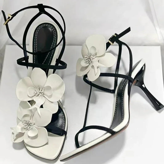 Floral Designer Slingback Stiletto Heels for Women - Elegant Party Wedding Shoes