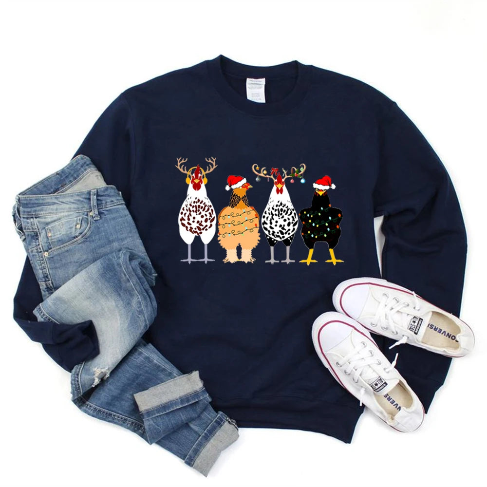 Funny Chickens Animal Cute Farmer Country Farm Gift Christmas Hoodie