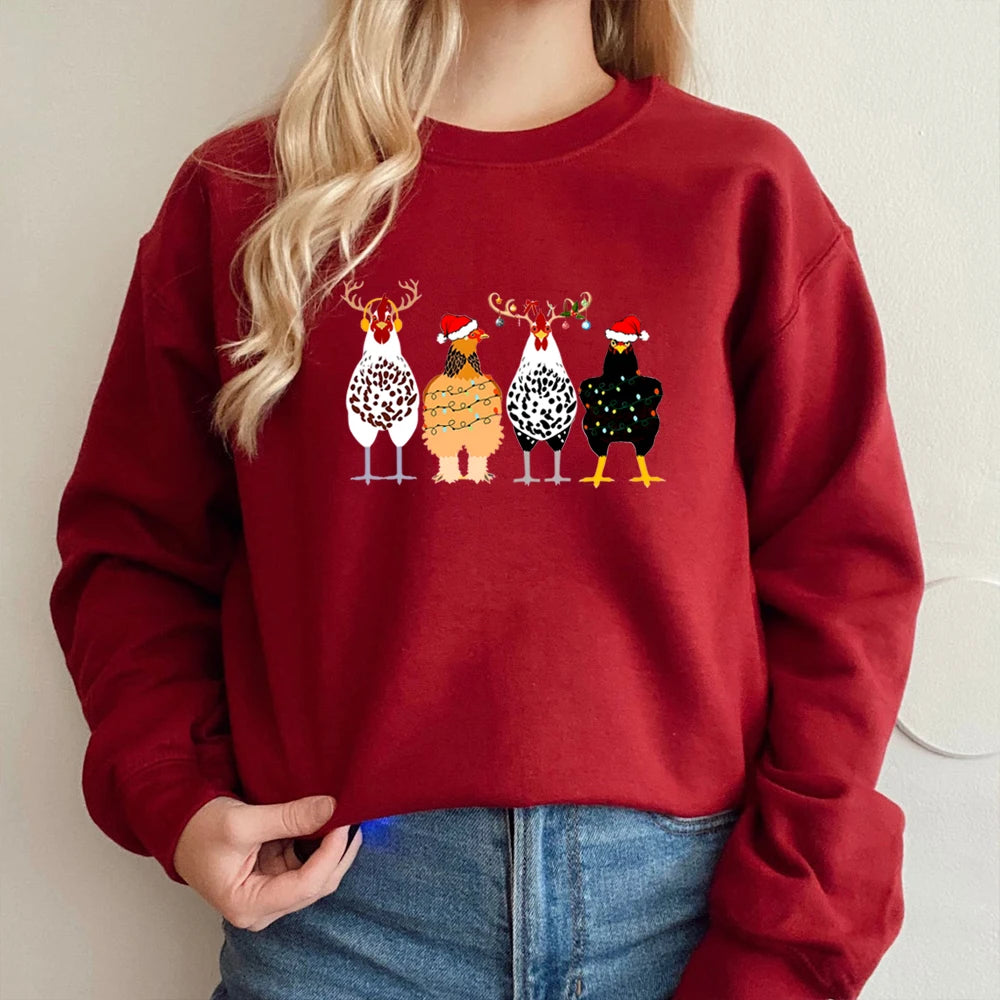 Funny Chickens Animal Cute Farmer Country Farm Gift Christmas Hoodie