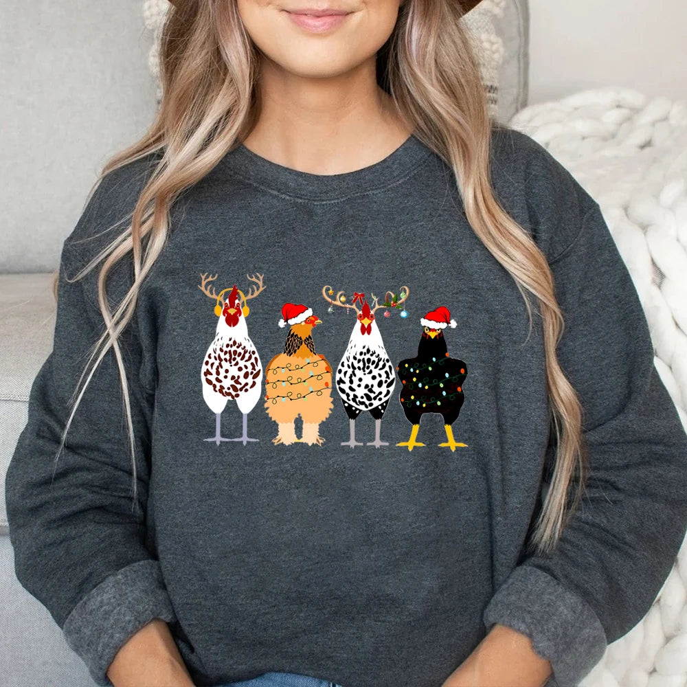 Funny Chickens Animal Cute Farmer Country Farm Gift Christmas Hoodie