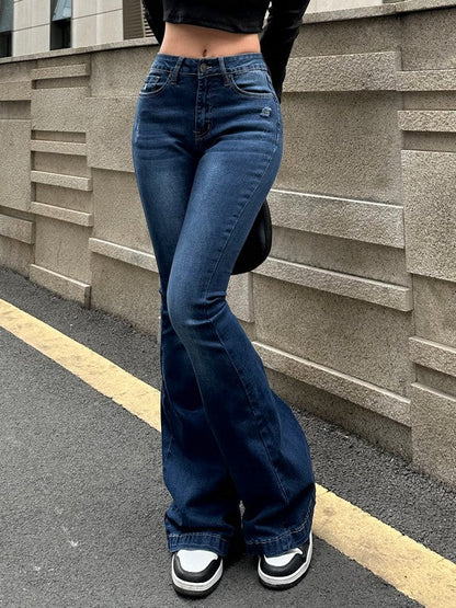 Blue Wash Graceful Baggy Boyfriend Jeans