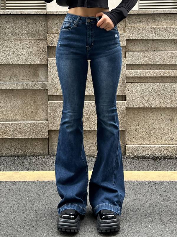 Blue Wash Graceful Baggy Boyfriend Jeans