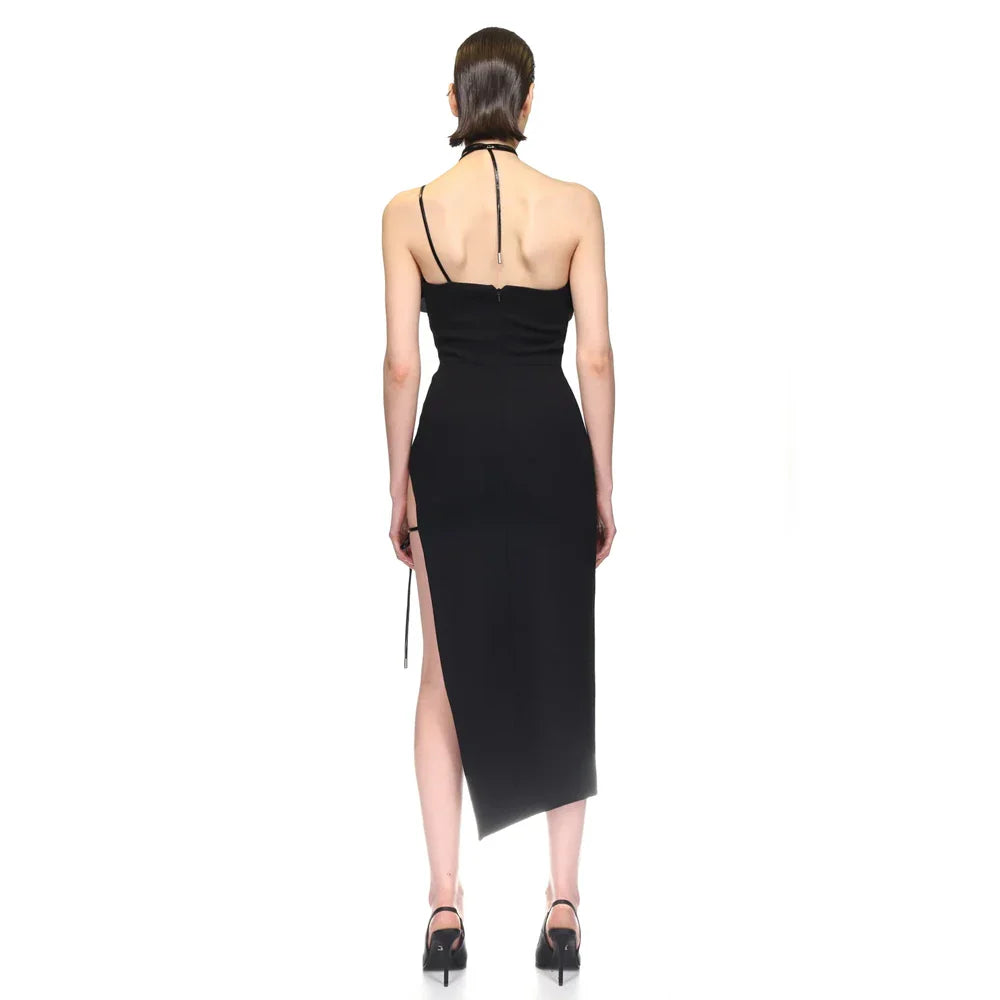 3D Flower Halter Bodycon Party Dress Partydress-241208