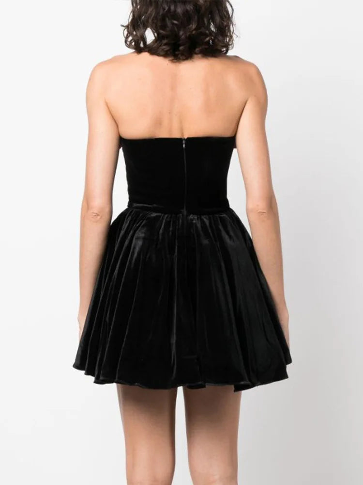 Red Strapless 3D Flower Mini Party Dress Partydress-241208