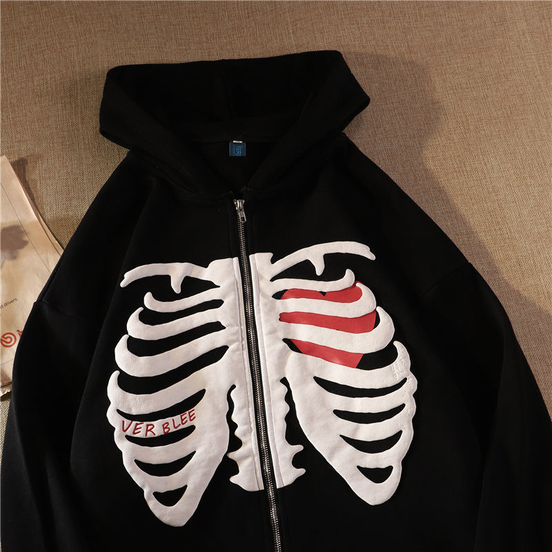 Gothic Skeleton Print Hoodies