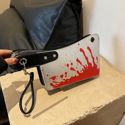 Gothic Unique Design PU Leather Knife Shaped Halloween Clutch Bag