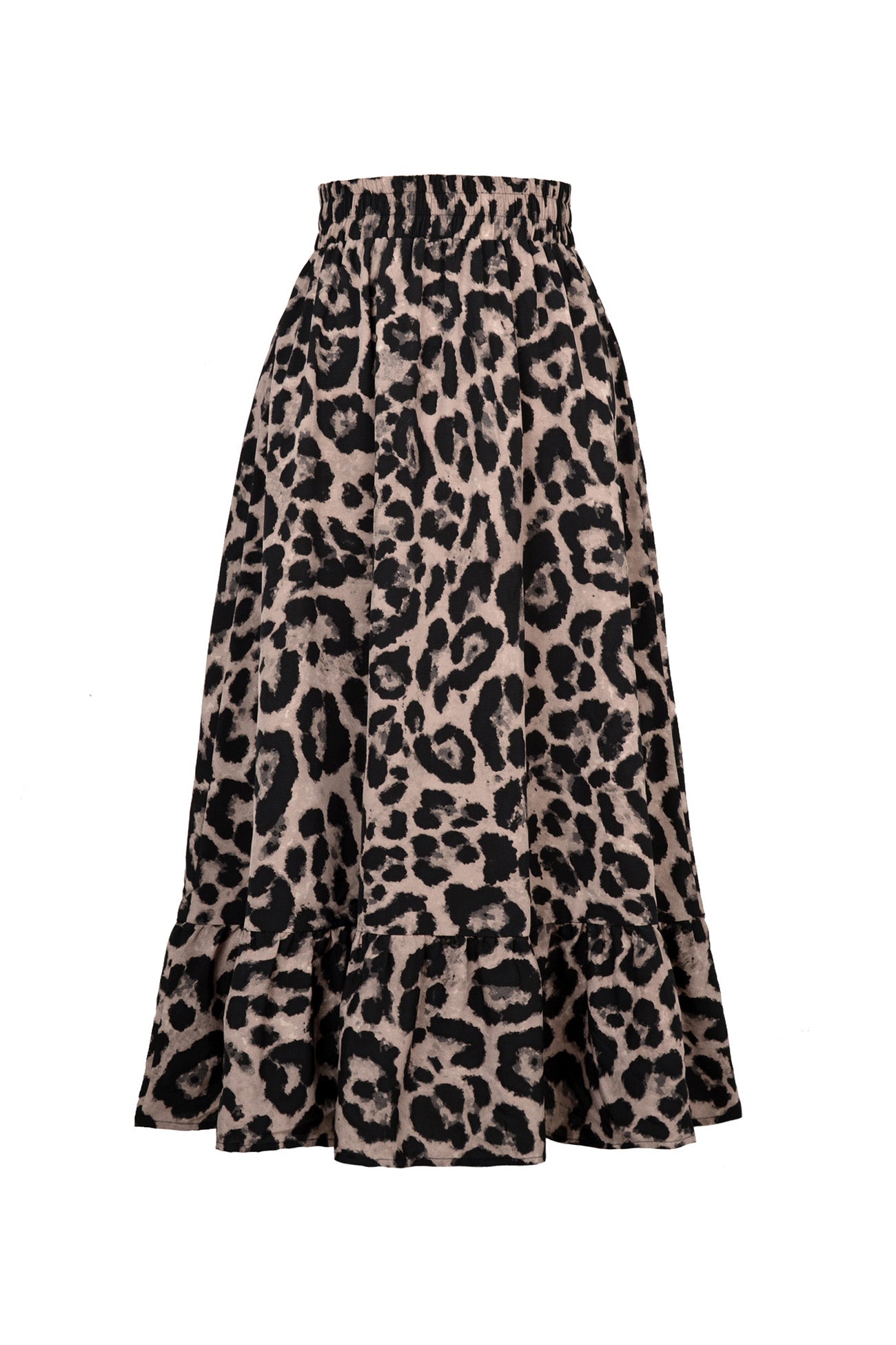 Leopard Print Pleated High Waist Skirt