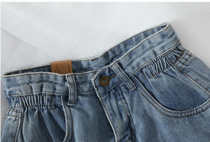 Brief Warm-Season Casual Waist Fashion Elastic Leg Women High Jeans Shorts Waist Denim Wide Loose Size Plus Female