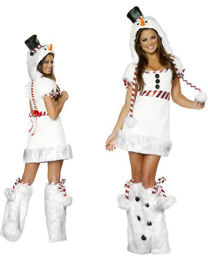 Sexy White Snowman Cosplay Carnival New Year Fancy Performance Christmas Costume