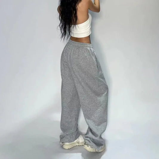 Casual Gray Wide Leg Sweatpants Pants