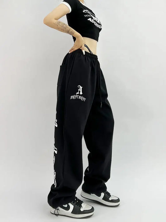 Gothic Hip Hop Grunge Black Jogging Pants