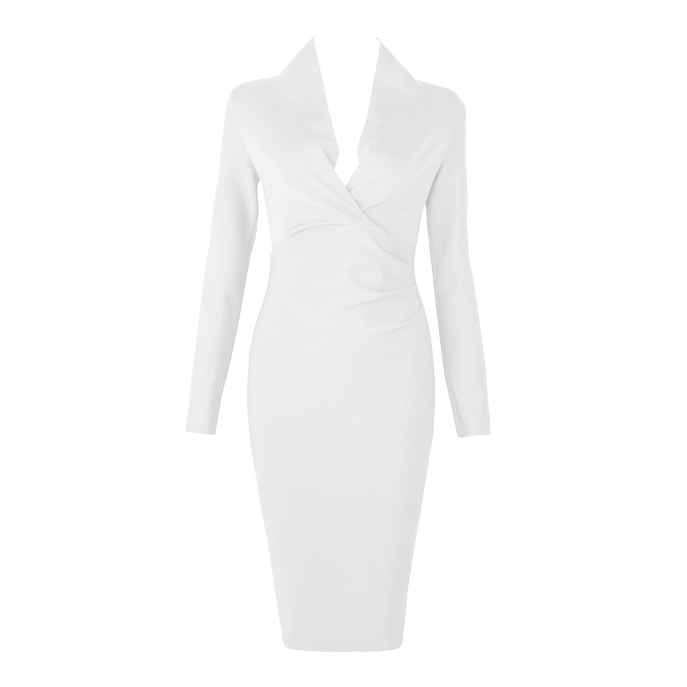 Women’s Full Gown Celebrity Club - V Bodycon Warm-Season Vestidos Deep Bandage Evening Neck With
