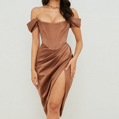 Party Midi Evening Bodycon Cb Women Celebrity Club Gown Gown of House Satin Dress