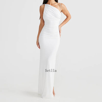 Halter Backless Ruched Elegant Sleeveless Split Summer-ready Midi Dress