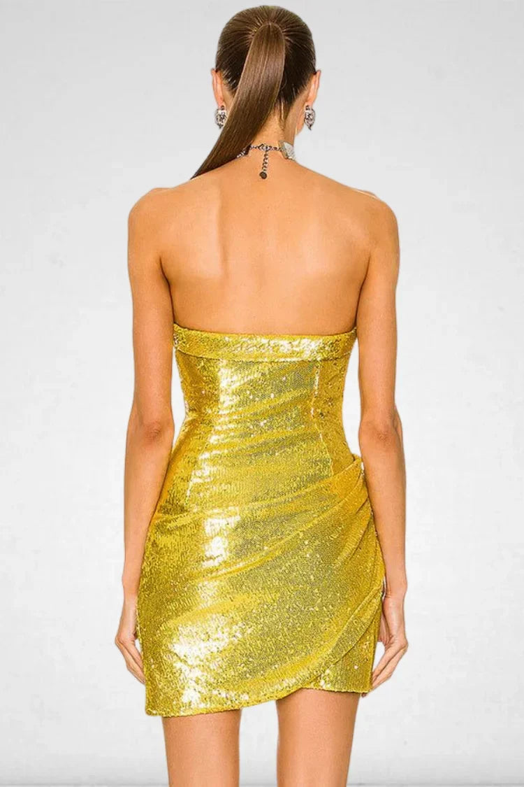 Golden Shining Sequins Mini Party Dress Partydress-241208