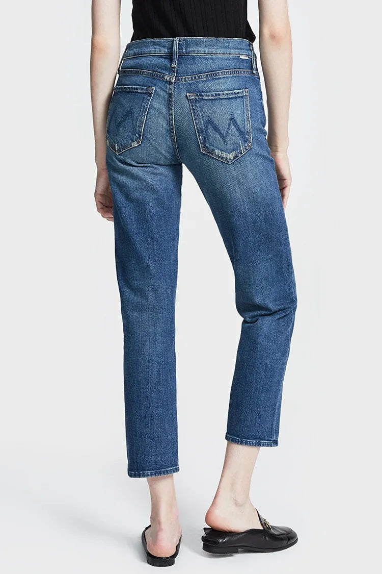 High Quality MO Zipper Women's Straight High Waist Fashion Female Ankle-length Denim 2024 Fall Winter Jean