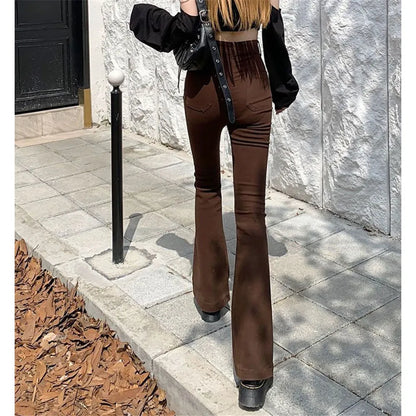 High Waist Stretch Slim Flared Women Bottom Straight Spring Autumn Denim Pants Female Fashion Streetwear Jeans