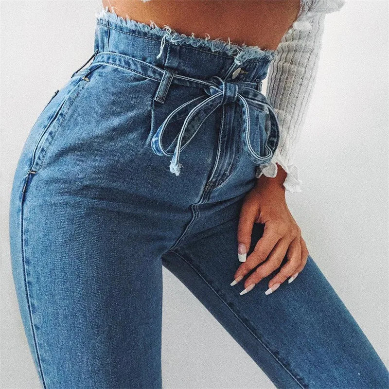 High Waist Women Streetwear Sexy Harem Stretch Mom Black Fashion Women Jean