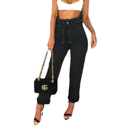 High Waist Women Streetwear Sexy Harem Stretch Mom Black Fashion Women Jean