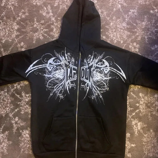 Skull Graphic Zipper Hoodie