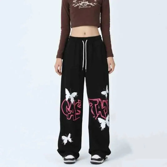 Graffiti Butterfly Print Hip Hop Pants