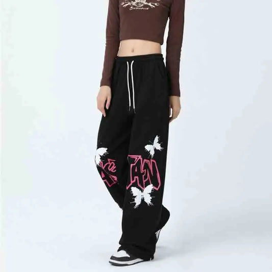 Graffiti Butterfly Print Hip Hop Pants