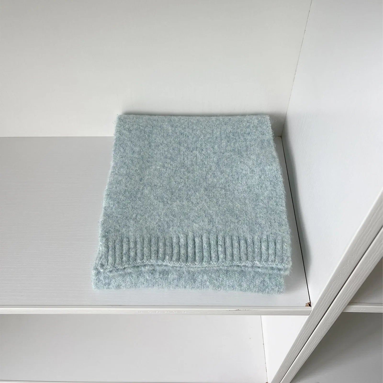 Soft Wool Blend Solid Color Winter Scarf Sky Blue / L157Cm W22Cm Scarfs-L