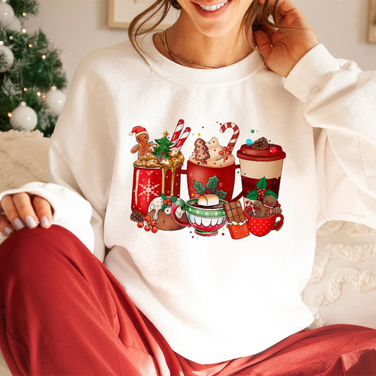 Delicious Hot Cocoa Chocolates Cake Printed Christmas Hoodie