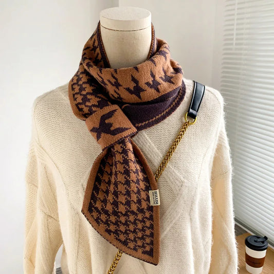 Houndstooth Knit Winter Scarf