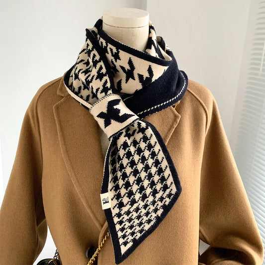 Houndstooth Knit Winter Scarf