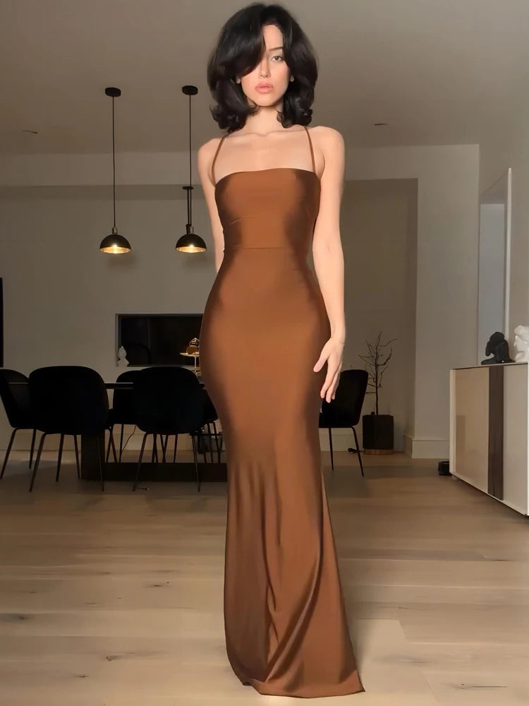 Elegant Backless Draped Bandage Sexy Maxi Christmas Party Dress