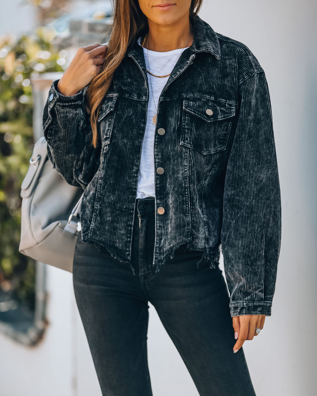 Paddington Black Distressed Cotton Corduroy Jacket