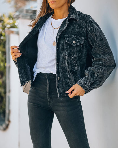 Paddington Black Distressed Cotton Corduroy Jacket